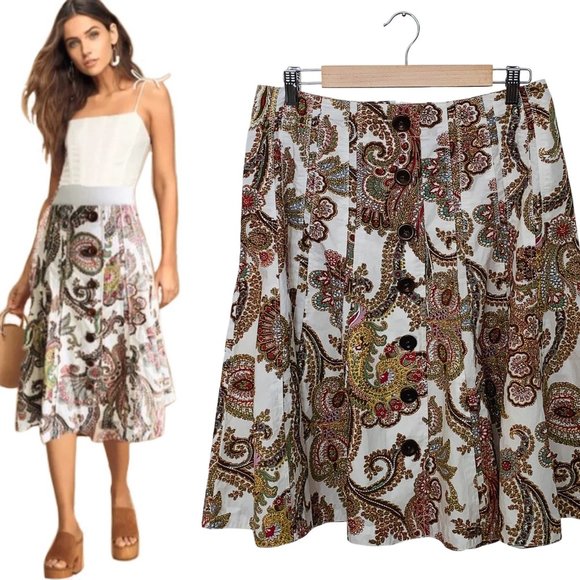 CAbi Dresses & Skirts - CAbi Button Front Paisley A-Line Skirt #861